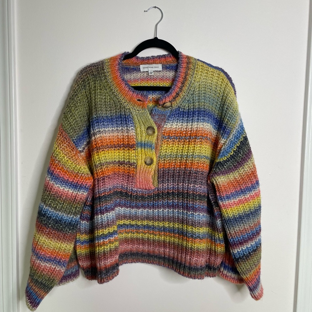 Something Navy Rainbow Sweater